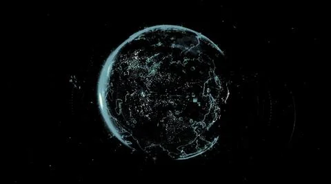 Abstract animation of digital Earth Globe rotating with digital data globe loop イラスト素材