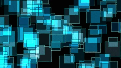 Abstract animation digital graphic of bright blue geometric square shape. Stock Footage 219275972