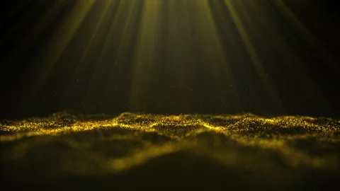 Abstract animation digital particles wave are golden light lines background. Stock Footage