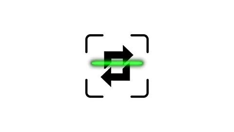 Abstract animation of digital scanner frame with rotating arrow icon for da.. Stock Footage 346498348