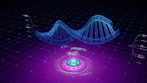 Abstract animation of DNA helix model formed by particles Stock Footage 83079009