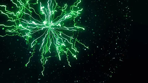 Abstract animation of electrostatic plasma sphere and beautiful zippers on the Stock Footage 121425049