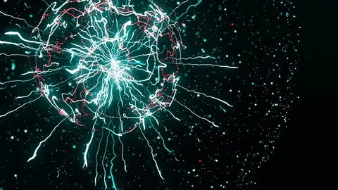 Abstract animation of electrostatic plasma sphere and beautiful zippers on the Stock Footage 121425143