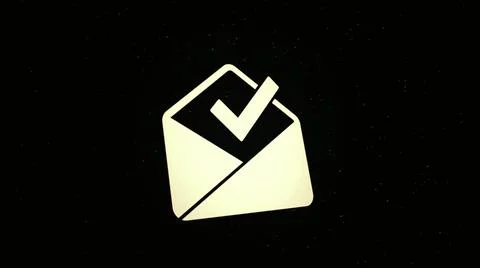 Abstract animation of the email icon decaying into multicolored moving particles Stock Illustration