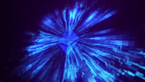 Abstract animation of ethereum icon in digital cyberspace. Stock Footage 152252486
