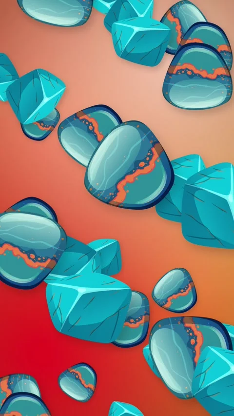 Abstract Animation of Falling Blue Geometric Objects on Red Background Stock Footage 345308015