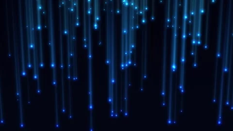 Abstract animation with falling vertical glowing lines and blue dots. Stock-Footage 305047289