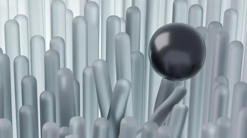 An abstract animation featuring a black sphere gently gliding over flexible.. Stock Footage 300769816