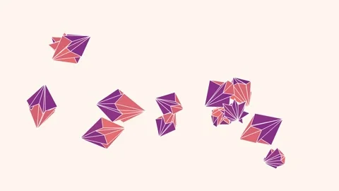 Abstract animation featuring clusters of purple and pink geometric crystal Stock Footage 339045341