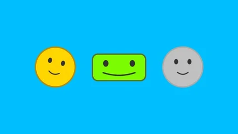 Abstract Animation Featuring Happy Smiling Faces Floating on Blue Background. Stock Footage 333778485