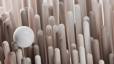 An abstract animation featuring a white sphere gently gliding over flexible.. Stock Footage 300440672