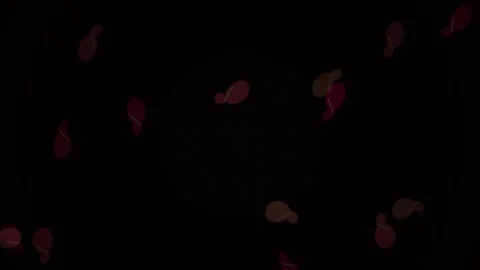 Abstract Animation of Floating Red Chicken Drumsticks on Black Background. Stock Footage 341775577