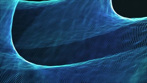 Abstract animation of flowing blue digital waves made of glowing dots Stock Footage 320242090