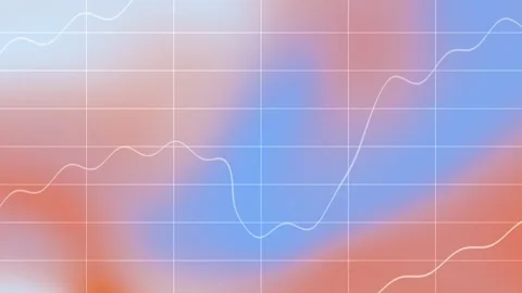 Abstract animation with flowing white wave lines over orange blue gradient Stock Footage 316835835