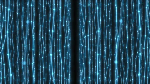 Abstract animation of flying through regular rows of hanging blue chains Stock Footage 239706040