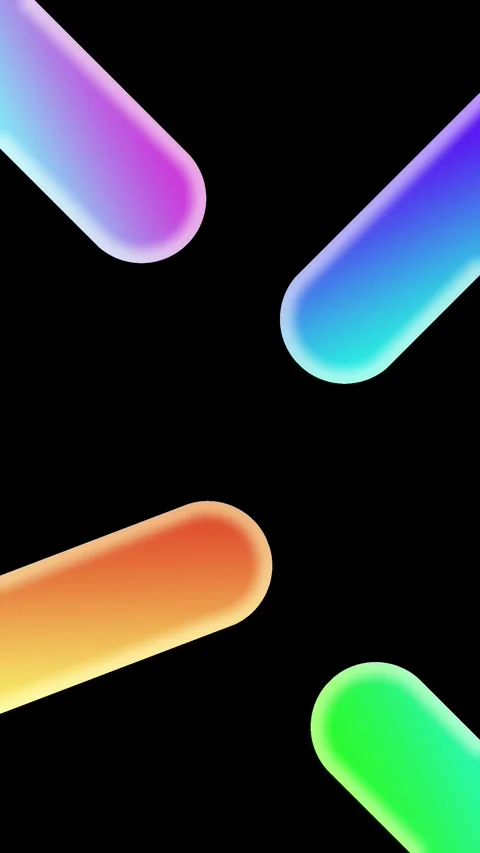 Abstract animation of four colorful gradient lines moving on a black background. Stock Footage 317809166