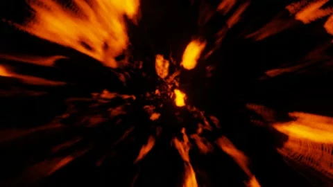 Abstract animation glow orange plasma tunnel fly on black background, 3d graphic Stock Footage 224644722