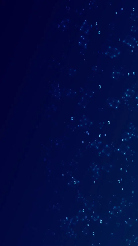 Abstract animation glowing blue digital particle, geometric square, data symbols Stock Footage 333794298