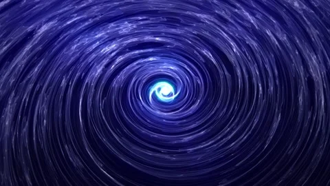 Abstract animation of a glowing blue vortex spinning around a bright center Stock Footage 258747971
