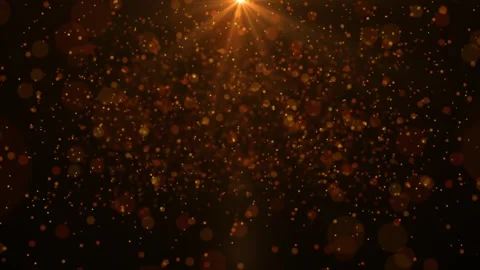 An abstract animation of glowing golden particles rising upward Stock Footage 320242706