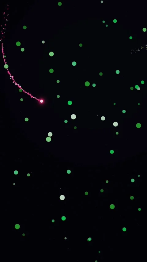 Abstract Animation of Glowing Light Trails and Floating Green Particles Stock Footage 337529535