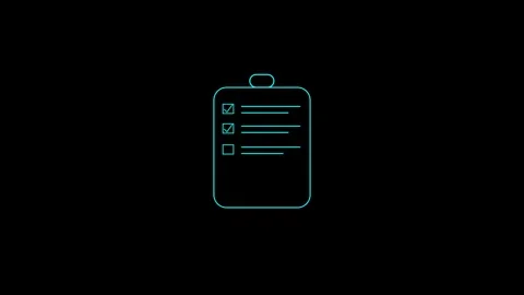 Abstract animation of a glowing neon blue clipboard with a checklist icon a.. Vidéo 331297609