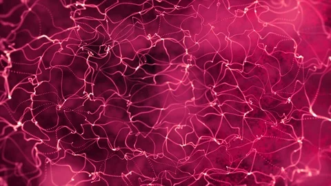 Abstract animation of glowing particles and strings with depth of field. Stock Footage 108348995
