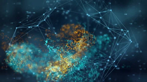 Abstract animation of glowing particles and connecting lines, representing data Stock Footage 306433935