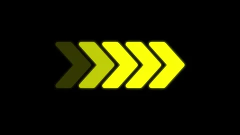 Abstract animation of glowing yellow arrows moving right on a black backgro.. Stock Footage 341228675