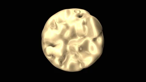 Abstract animation of a golden liquid in a sphere. 3D animation Stock Footage 237453475