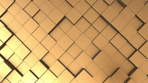 Abstract animation of golden square blocks. Geometric pattern. Stock Footage 236239175