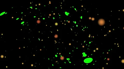 Abstract animation of green and orange spheres floating against a dark. Stock Footage 319217403