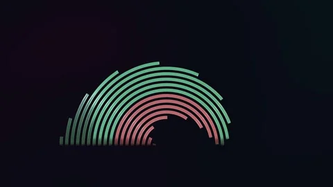 Abstract animation of growing concentric arcs intertwining geometric arches Stock Footage 345376883