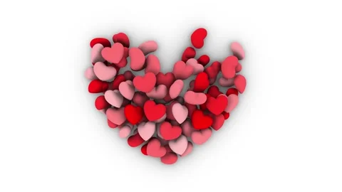 Abstract animation of heart shaped elements spreading and forming a big heart Stock Footage 262632486