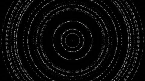 Abstract animation of hypnotic circles moving and blinking on the dark Stock Illustration