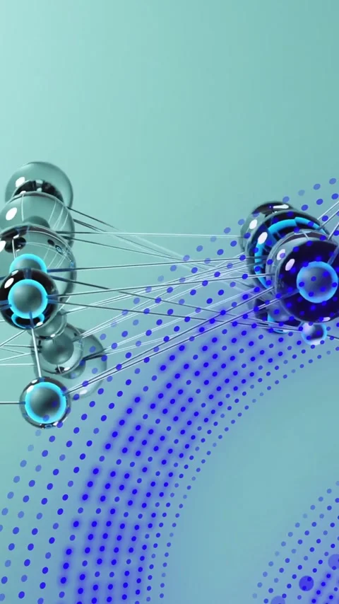 Abstract animation of interconnected nodes and blue dots forming network Stock Footage 341976950