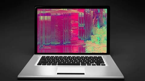 Abstract Animation on a laptop computer pc screen, glowing colors Stockbeeldmateriaal 119342950