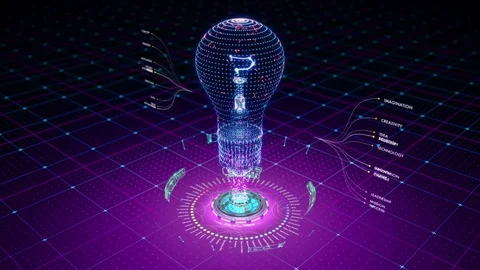 Abstract animation of light bulb formed by particles Vidéo 83043497