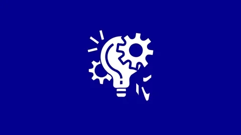 Abstract animation of lightbulb with gears on blue backdrop Stock Footage 327761868