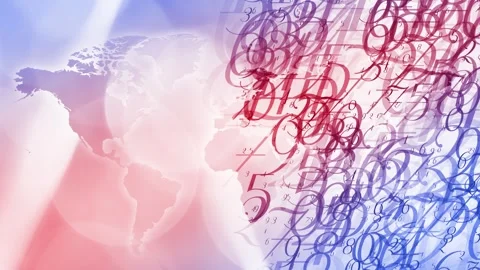 Abstract animation mapping numerical data across continents and countries. Stock Footage 245972823