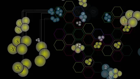 Abstract animation of molecules. Chemical formula. Stock Footage 149299956