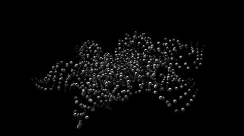 Abstract animation of monochrome patterns of small beads rotating and floating Stock Illustration