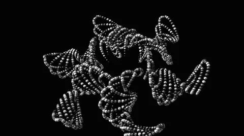 Abstract animation of monochrome patterns of small beads rotating and floating Stock Illustration
