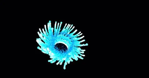 Abstract animation motion design with a beautiful blue round particle explo.. Stock Illustration