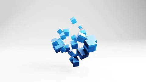 Abstract animation motion graphics with cubes in white light studio, video Stock Footage 265137419