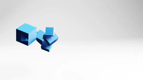 Abstract animation motion graphics with cubes in white light studio, video Video stock 265734492