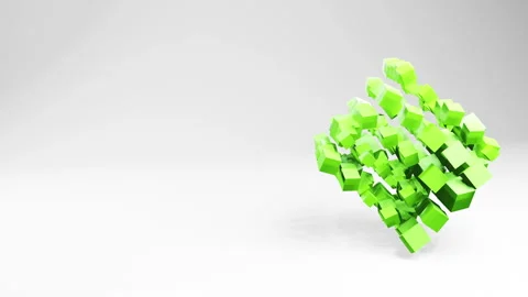 Abstract animation motion graphics with cubes in white light studio, video Stock Footage 265734787