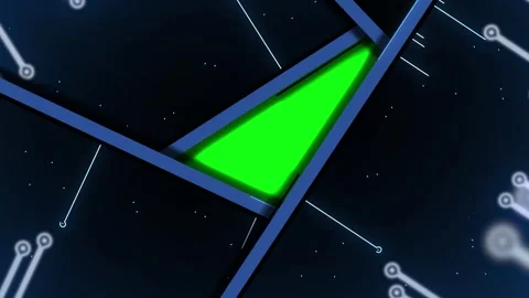 Abstract animation with moving blocks and green screen in middle. Processor  Video stock 246678425