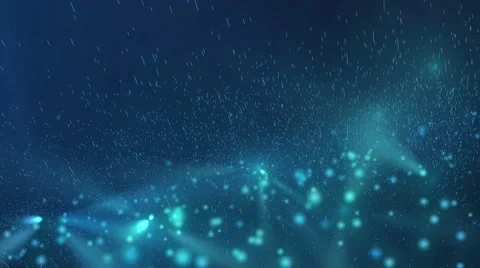 Abstract animation of moving blue glowing spheres and particles Stock Footage 64729013