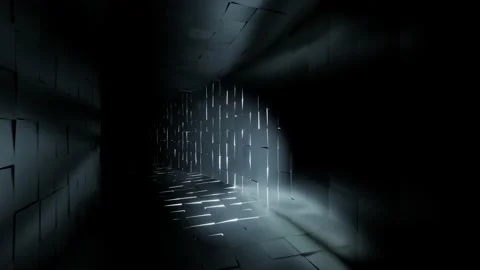Abstract animation moving forward with lantern in dark horror tunnel with old Stock Footage 231671574